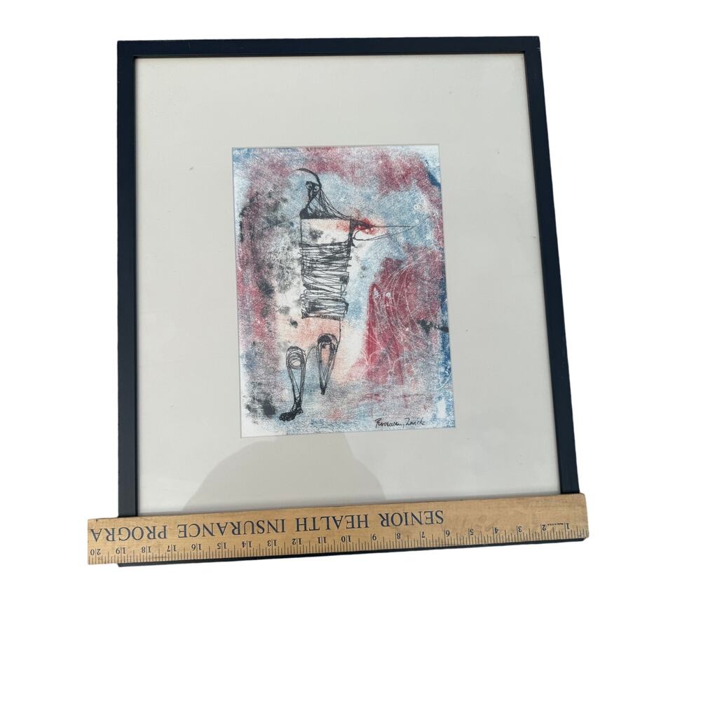 🎨 Rosemary Zwick Signed Abstract Mixed Media Print Framed Vintage Modern - Picture 5 of 7